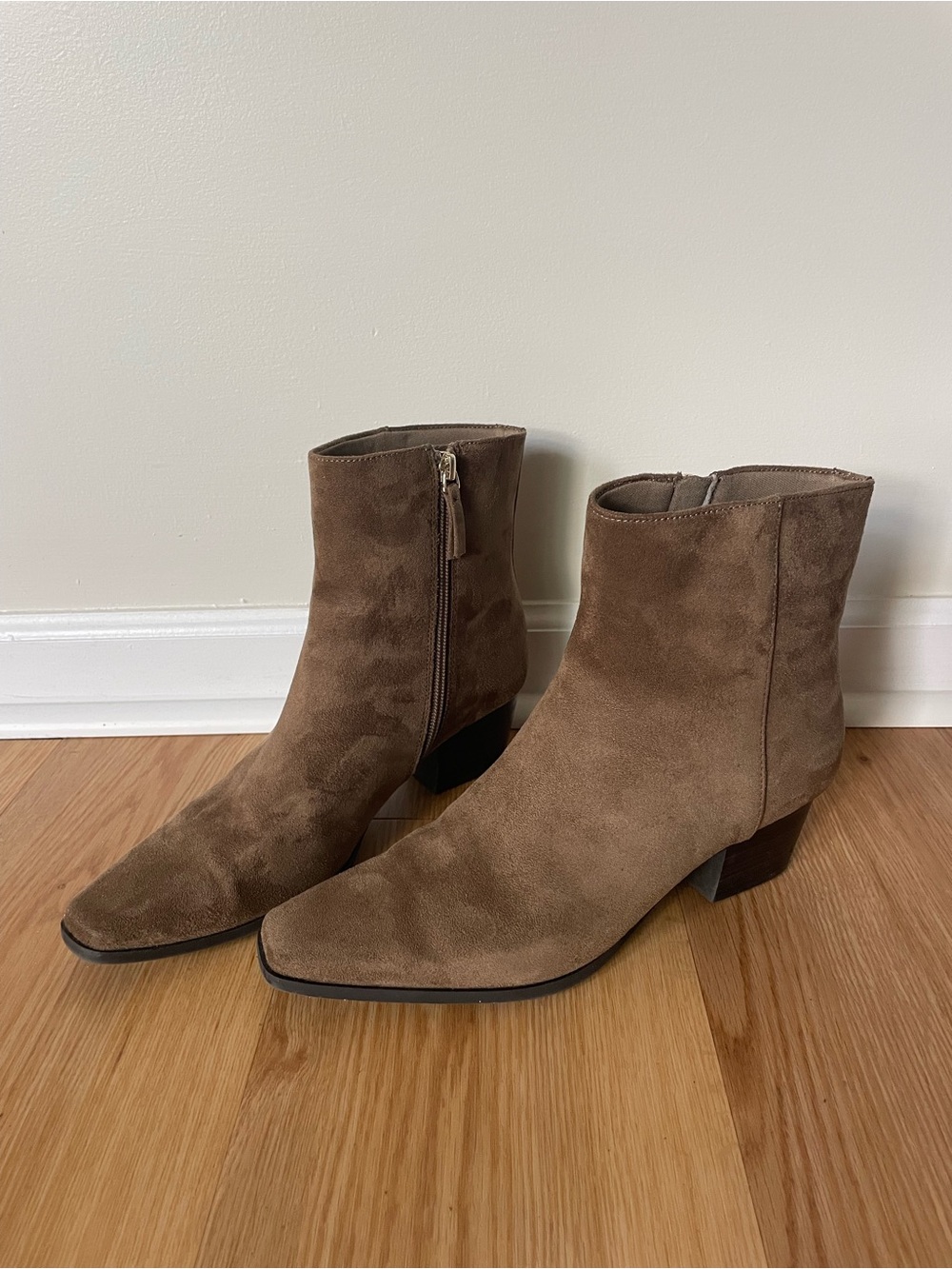 Old Navy Brown Suede Square Toe Ankle Boots